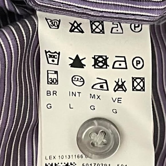 Hugo Boss Purple Grey Striped Long Sleeve Button Down Shirt - Picture 5 of 7